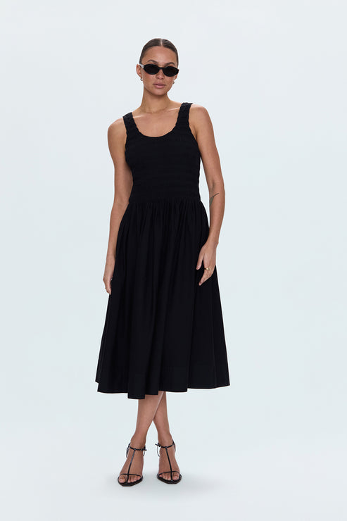 Robe midi smockée avec jupe ample Alessia