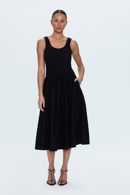 Robe midi smockée avec jupe ample Alessia