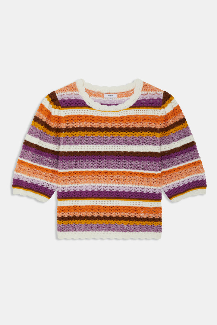 Pull ajouré en coton avec lignes colorées Panaca