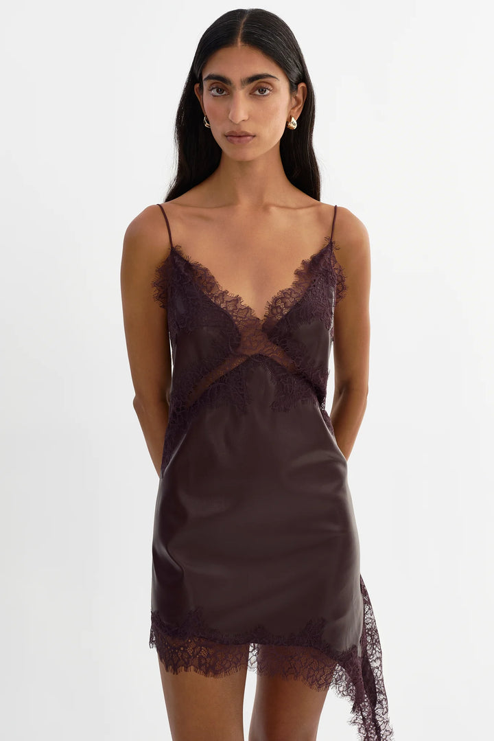 Robe asymétrique Paulina à dentelle festonnée