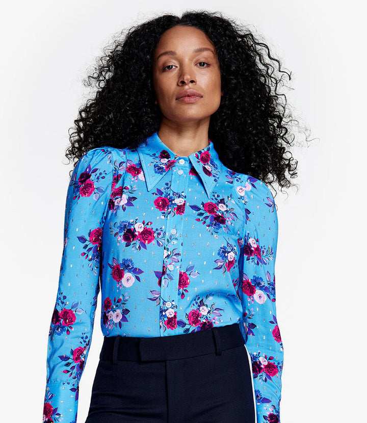 Chemisier en popeline avec motif floral - Cerulean Multi