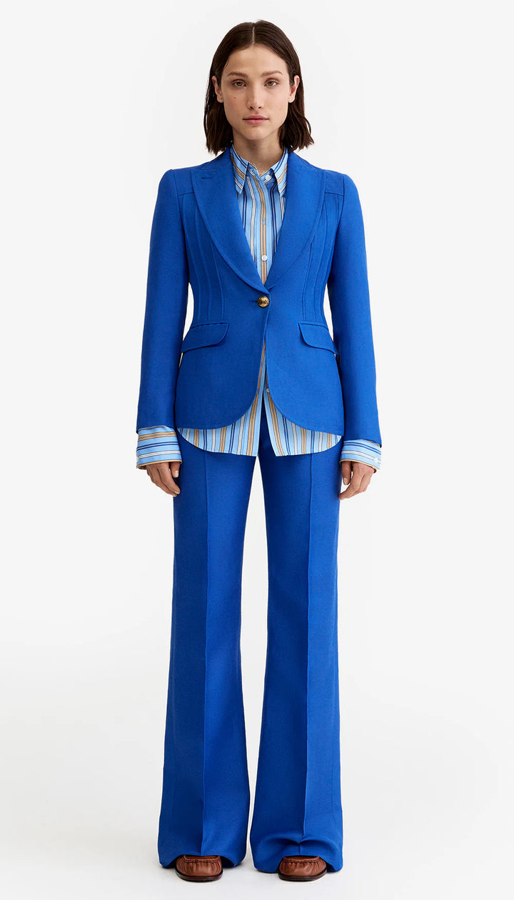 Pantalon évasé à plis piqués