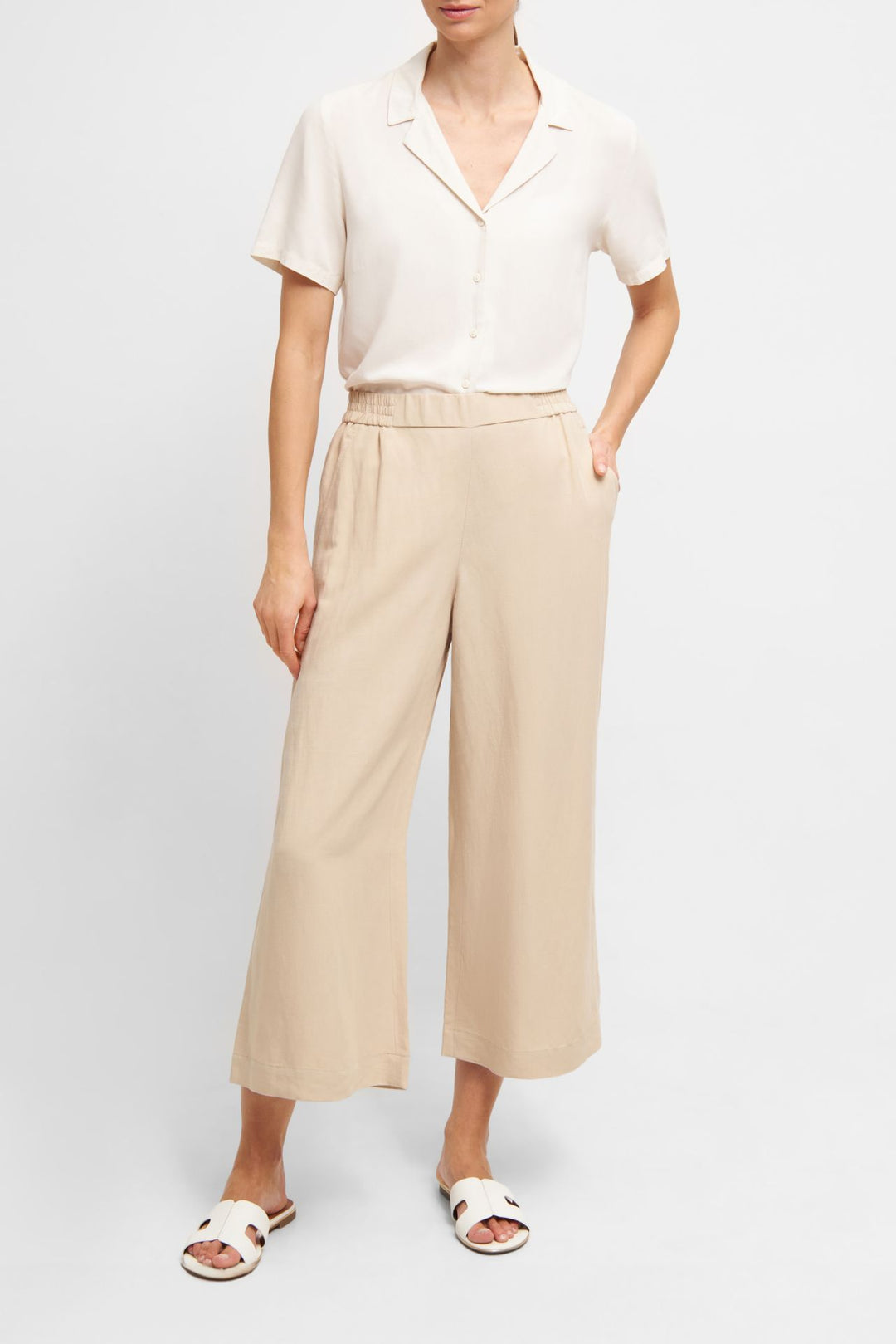 Pantalon avec taille élastique et jambe évasée 6/8 Jolie