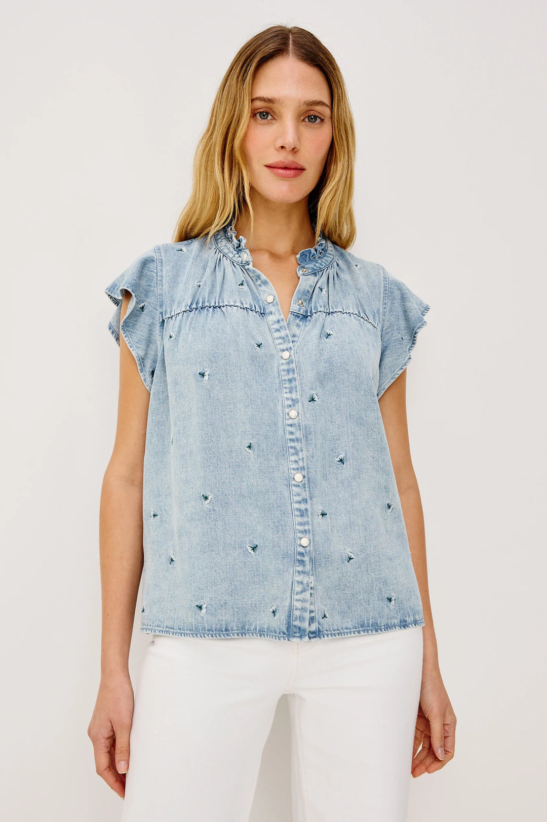 Chemisier Ruthie brodé en denim léger