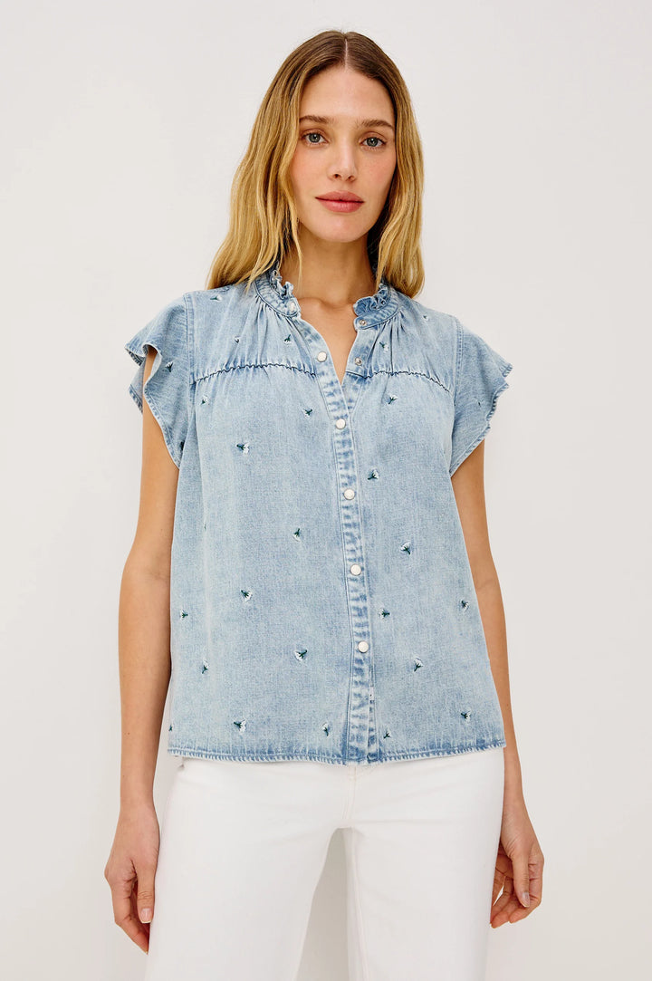 Chemisier Ruthie brodé en denim léger