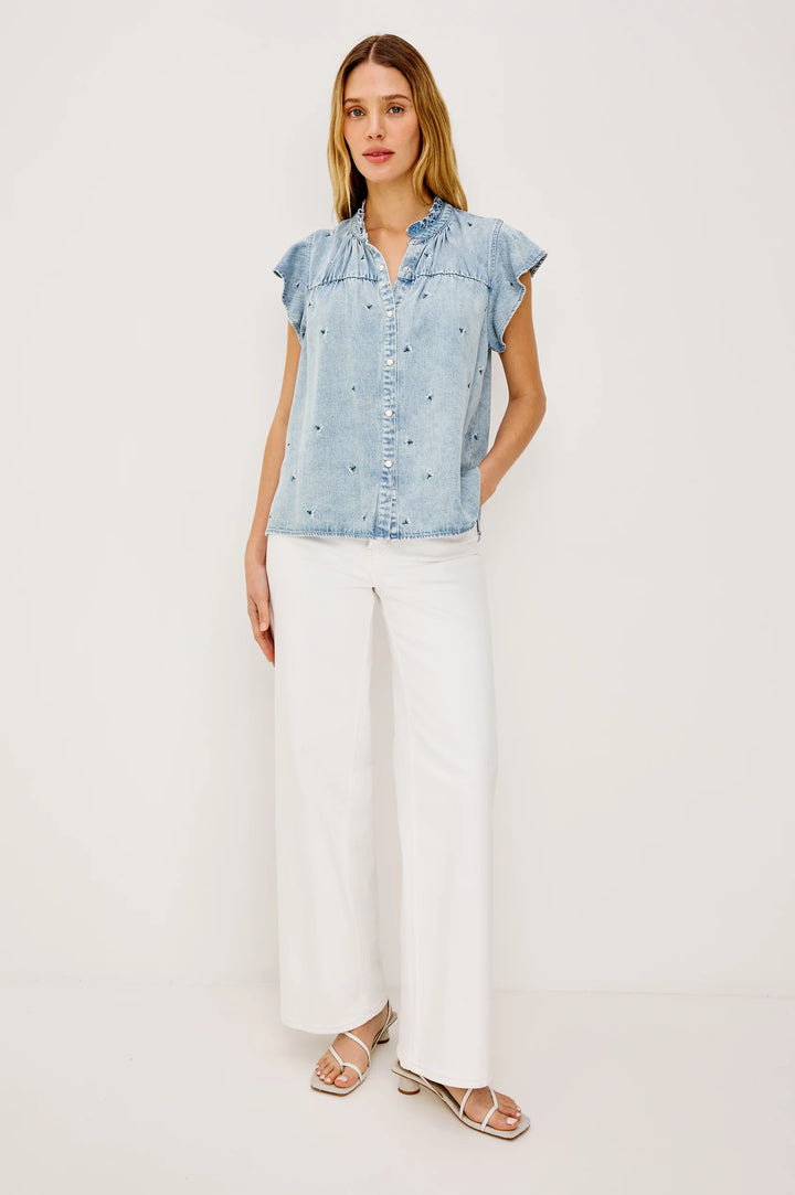 Chemisier Ruthie brodé en denim léger