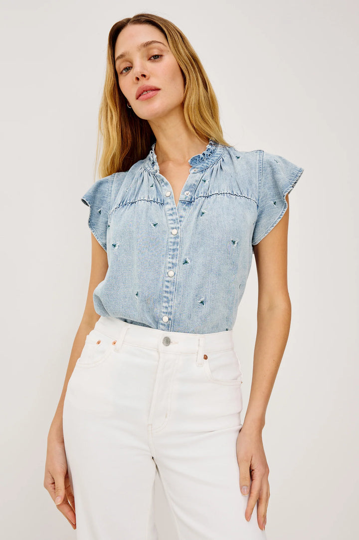 Chemisier Ruthie brodé en denim léger