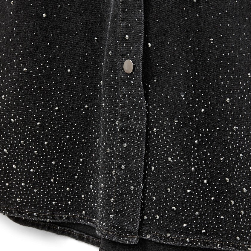 Robe chemise courte en denim avec pierres May