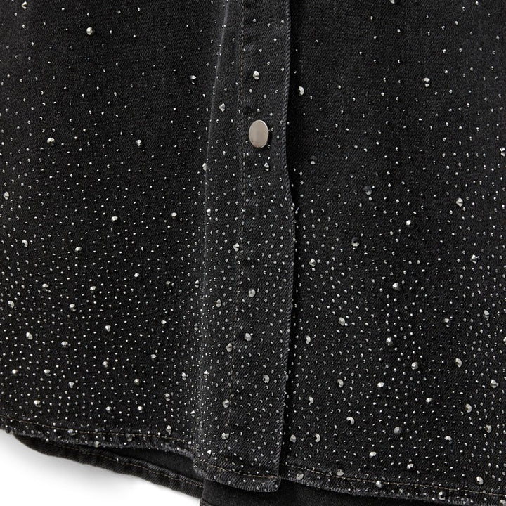 Robe chemise courte en denim avec pierres May