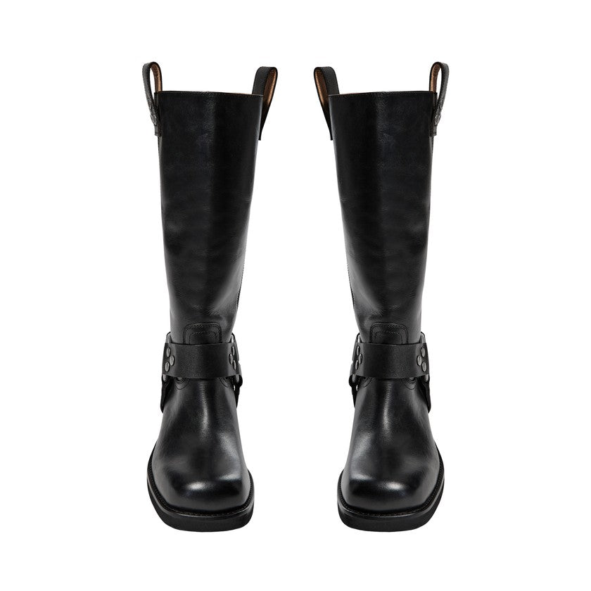 Bottes mi-hautes en cuir avec brides Tina