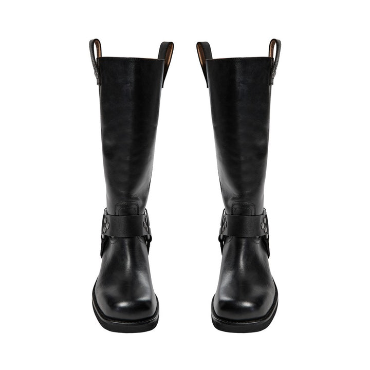 Bottes mi-hautes en cuir avec brides Tina