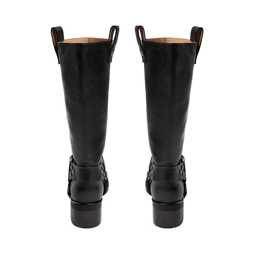 Bottes mi-hautes en cuir avec brides Tina