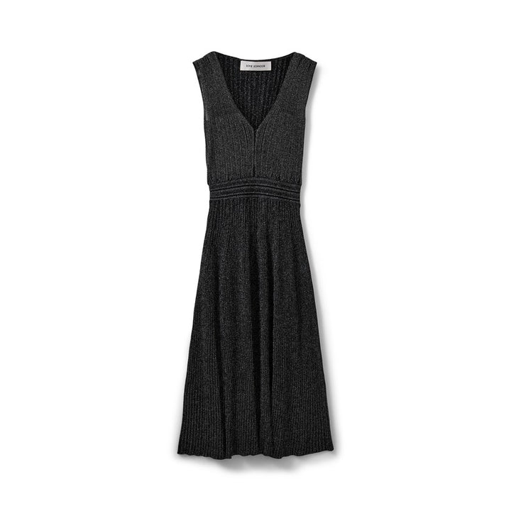 Robe midi scintillante en tricot à col V
