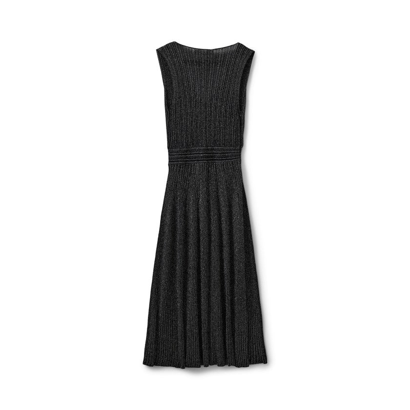 Robe midi scintillante en tricot à col V