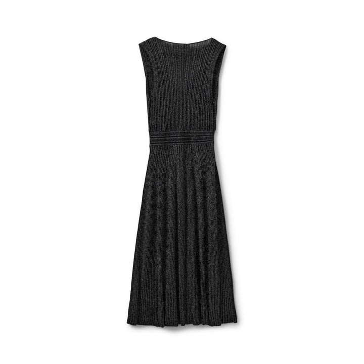 Robe midi scintillante en tricot à col V