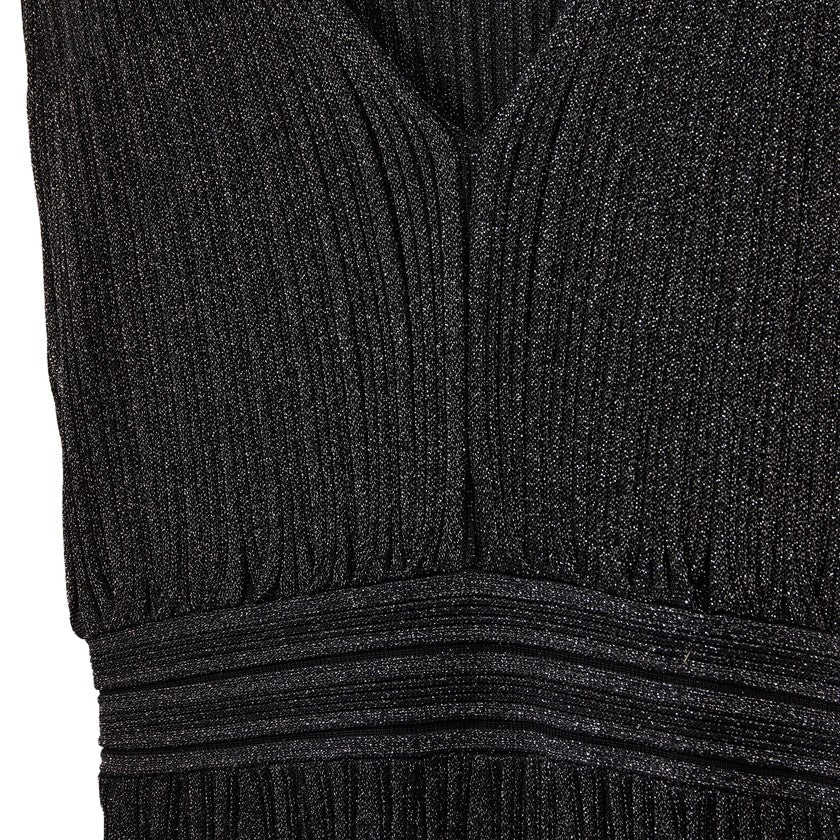 Robe midi scintillante en tricot à col V