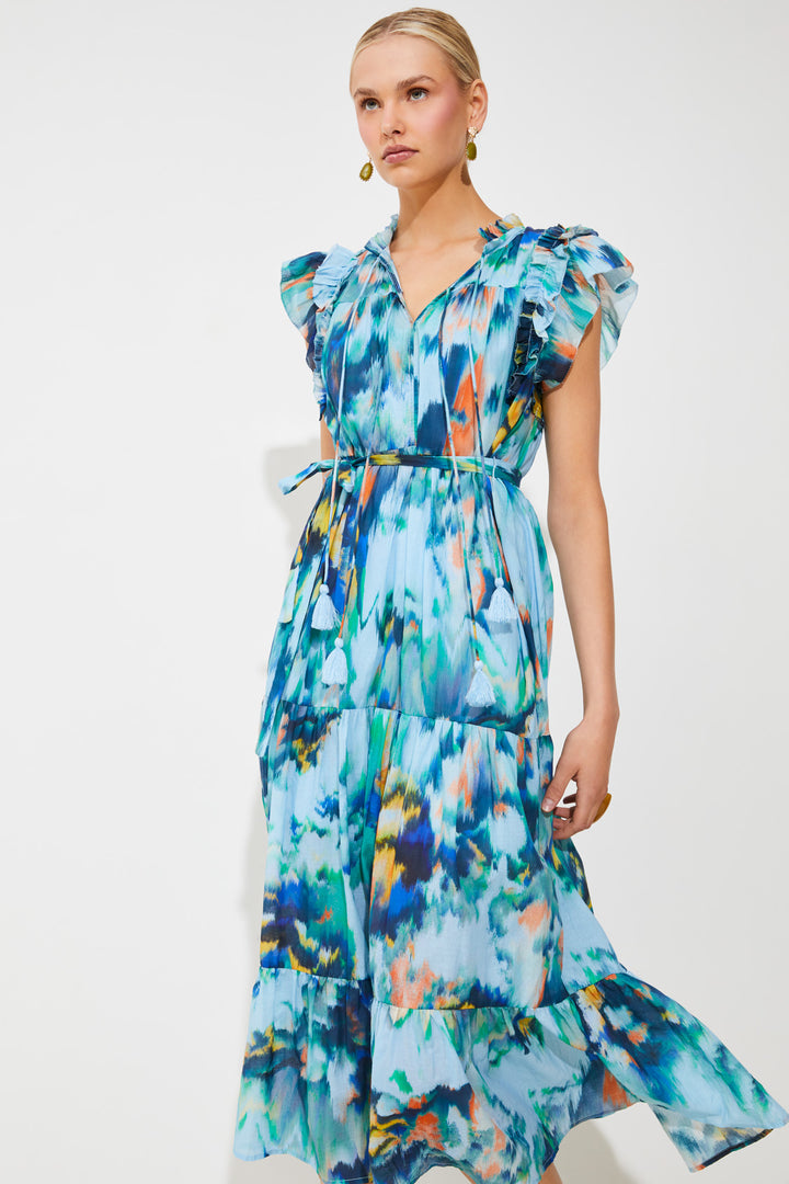 Robe midi étagée avec imprimé abstrait Calipso