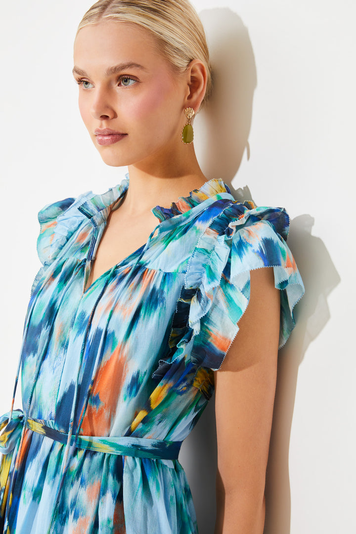 Robe midi étagée avec imprimé abstrait Calipso