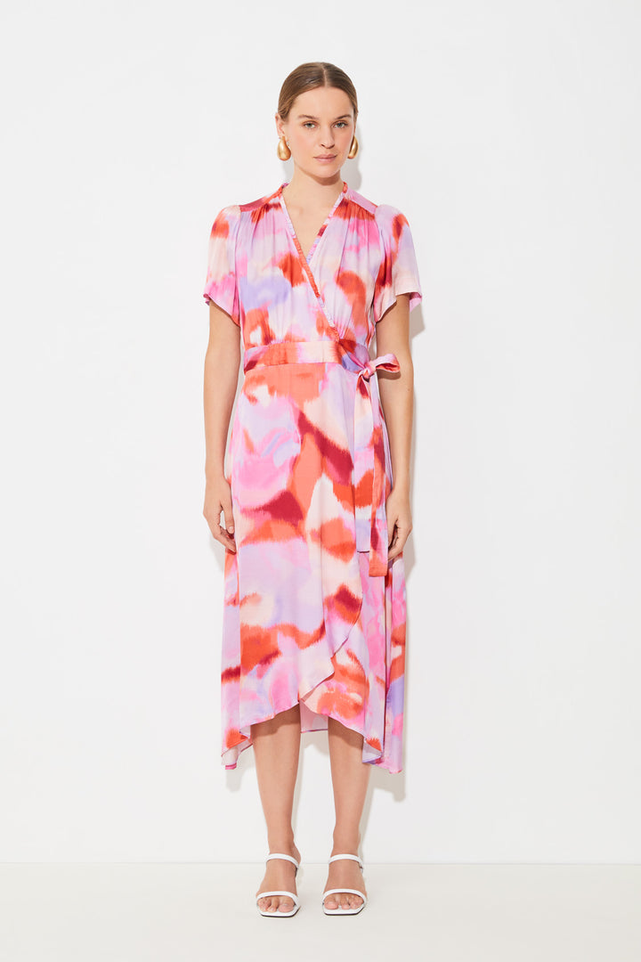 Robe midi portefeuille avec imprimé abstrait Clelie