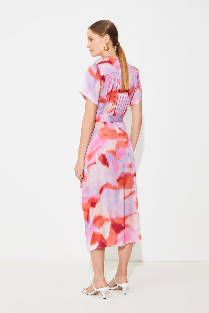 Robe midi portefeuille avec imprimé abstrait Clelie