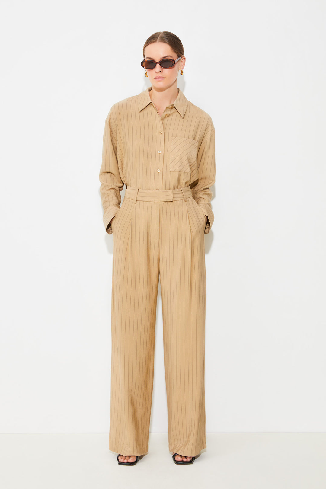 Pantalon tailleur à rayures Jill