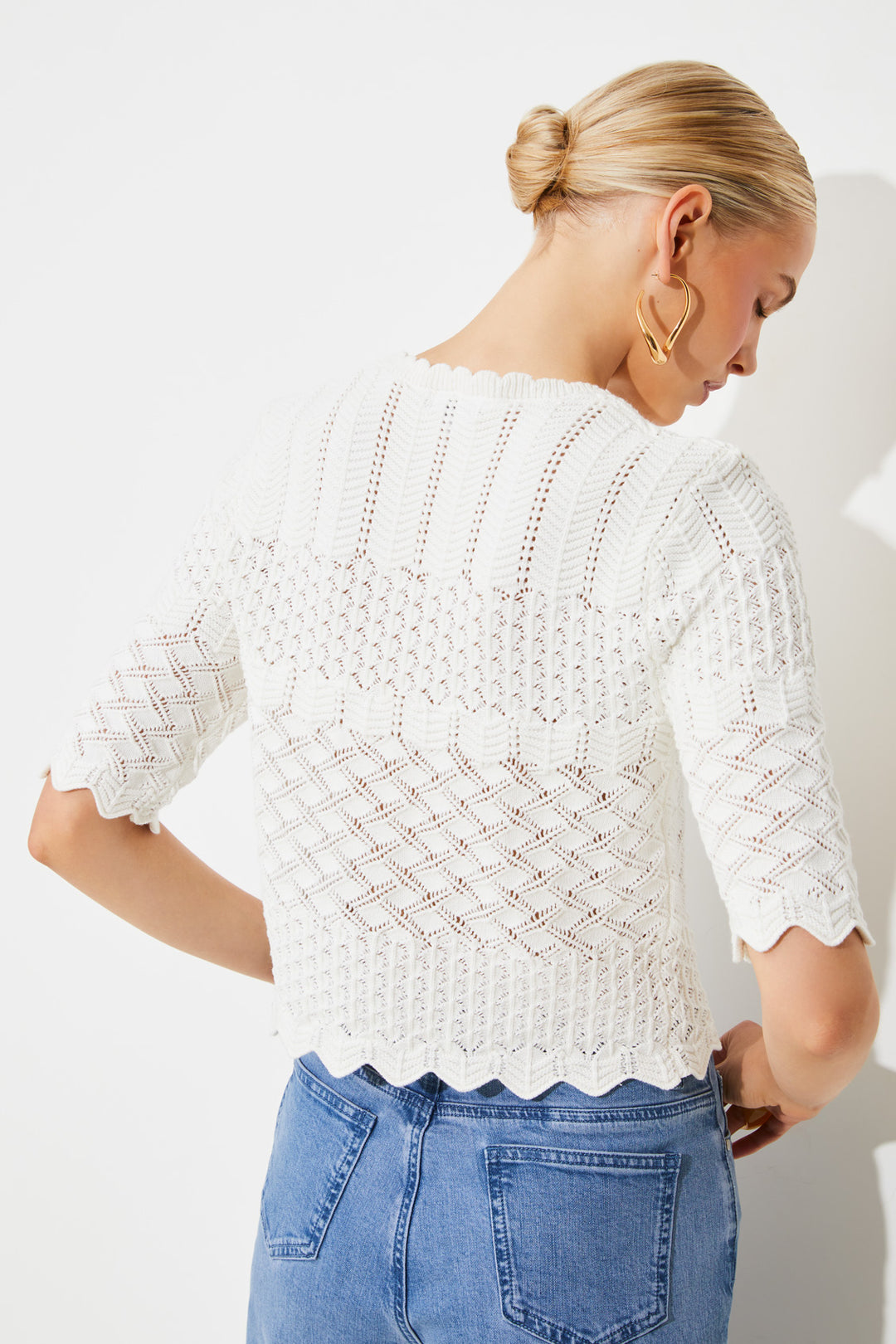 Pull en crochet ajouré à manches 3/4 Panach