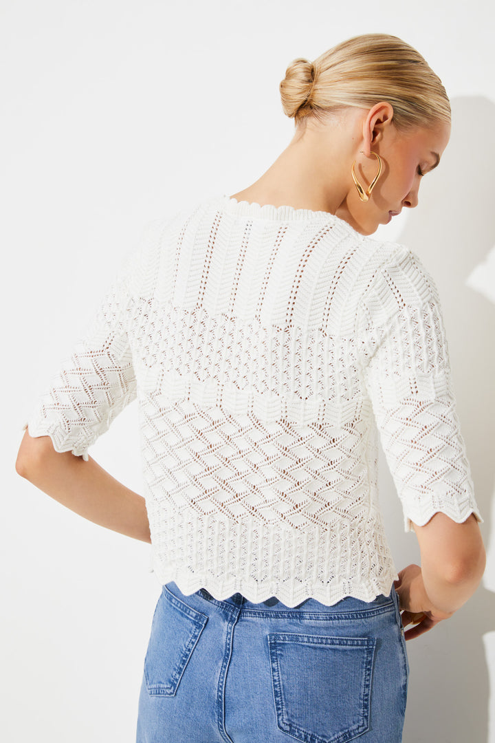 Pull en crochet ajouré à manches 3/4 Panach