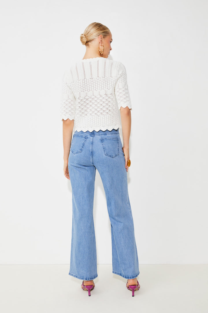Pull en crochet ajouré à manches 3/4 Panach