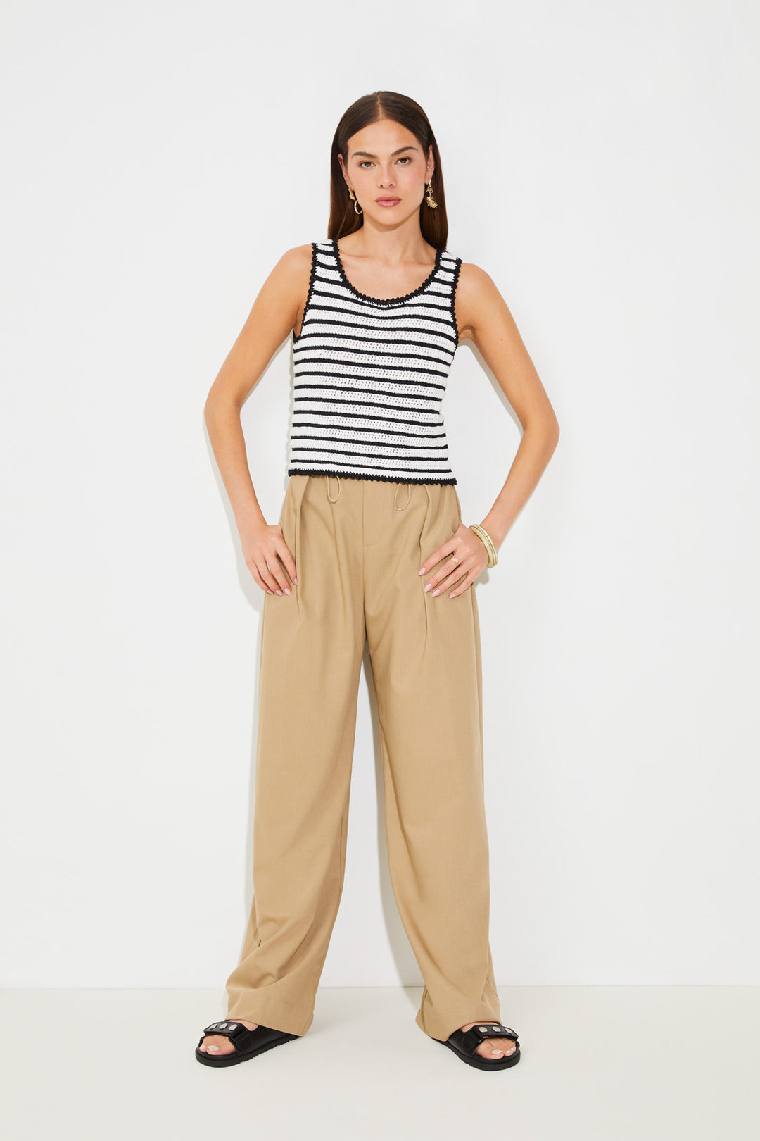 Camisole en coton ajourée à rayures Pidgi