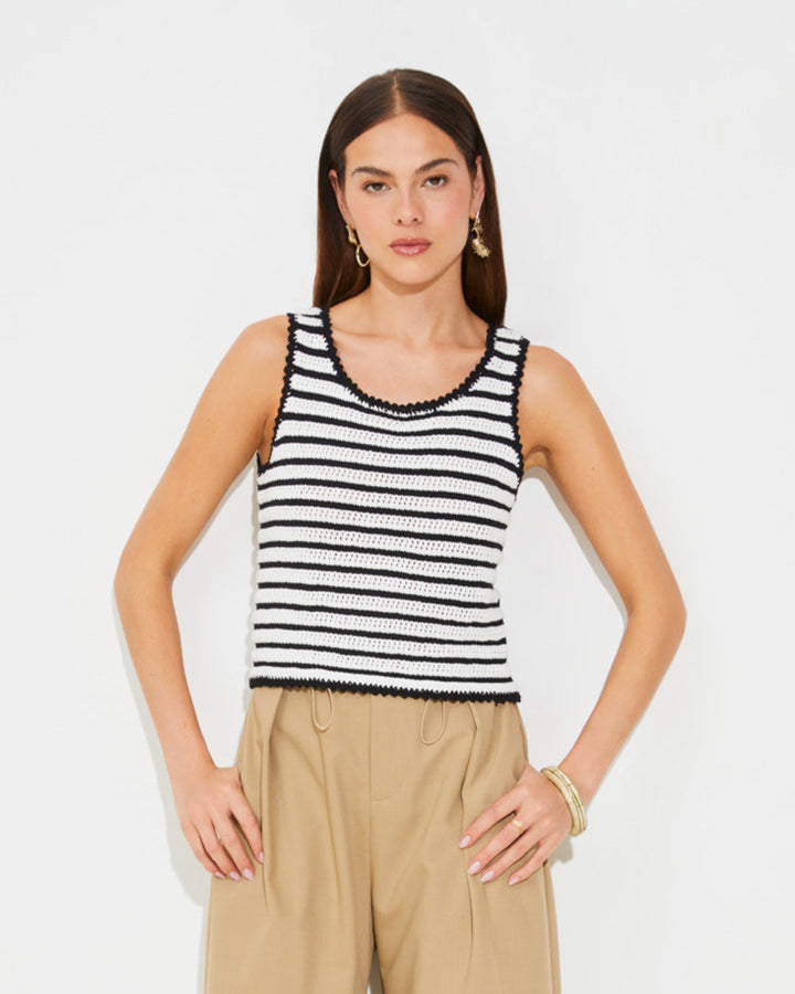 Camisole en coton ajourée à rayures Pidgi