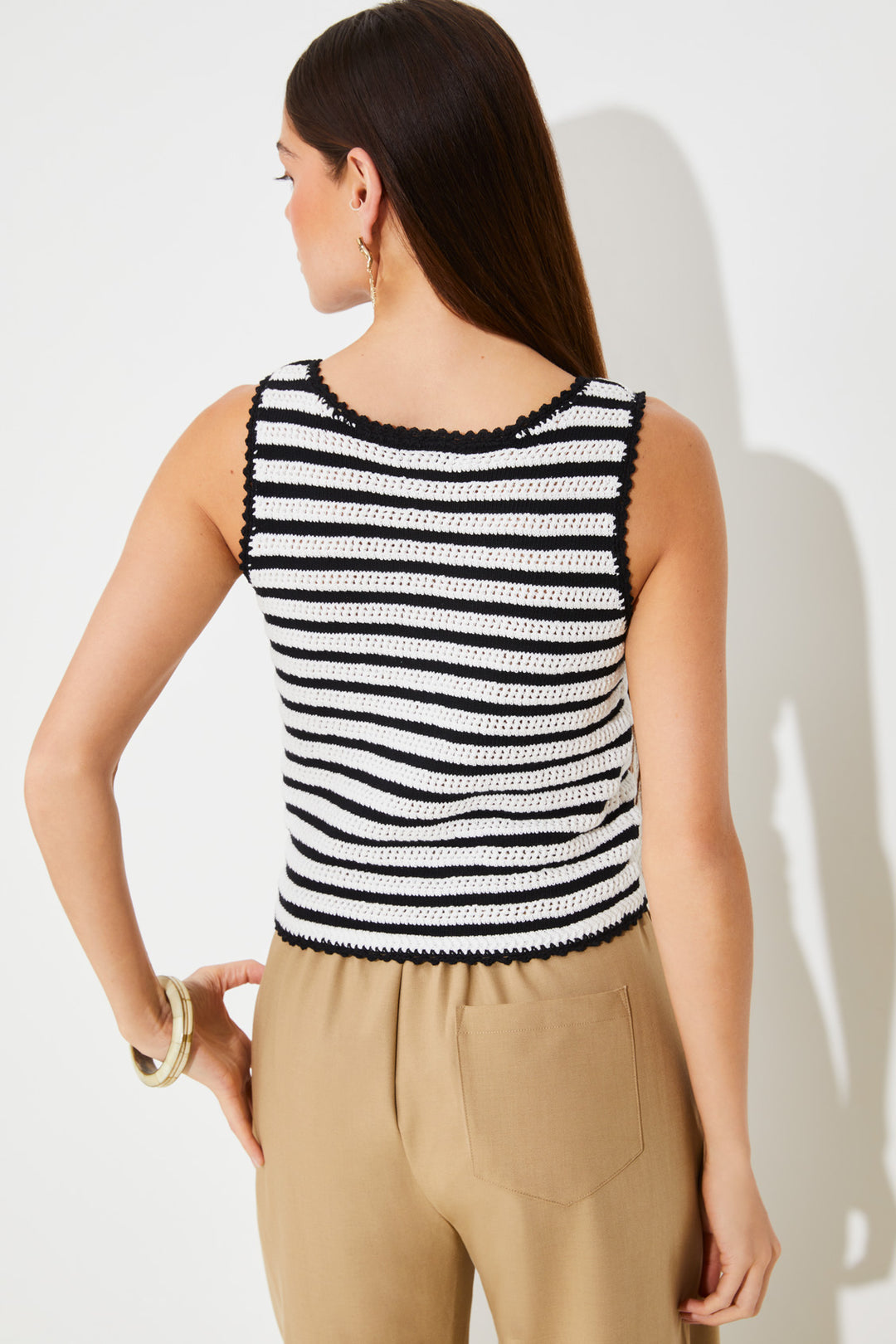 Camisole en coton ajourée à rayures Pidgi