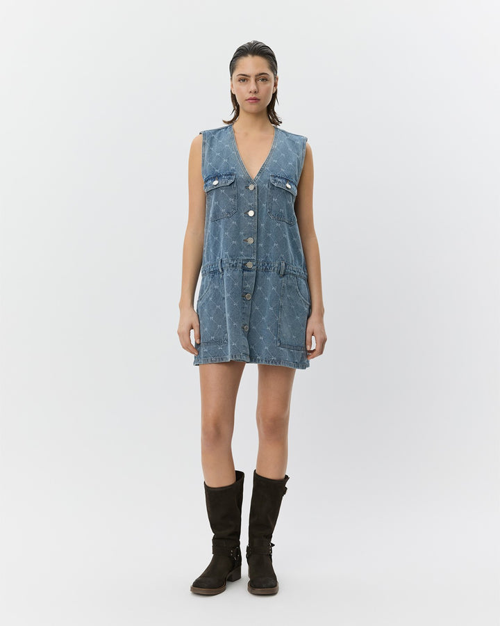 Robe Albertine sans manches en denim