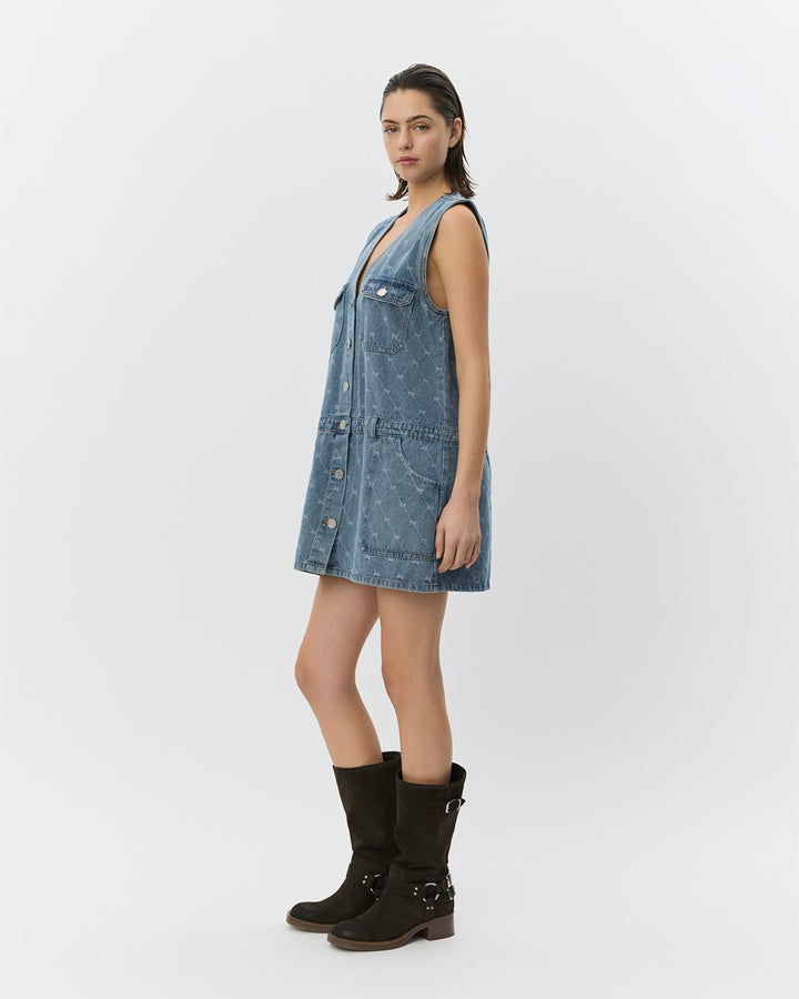 Robe Albertine sans manches en denim