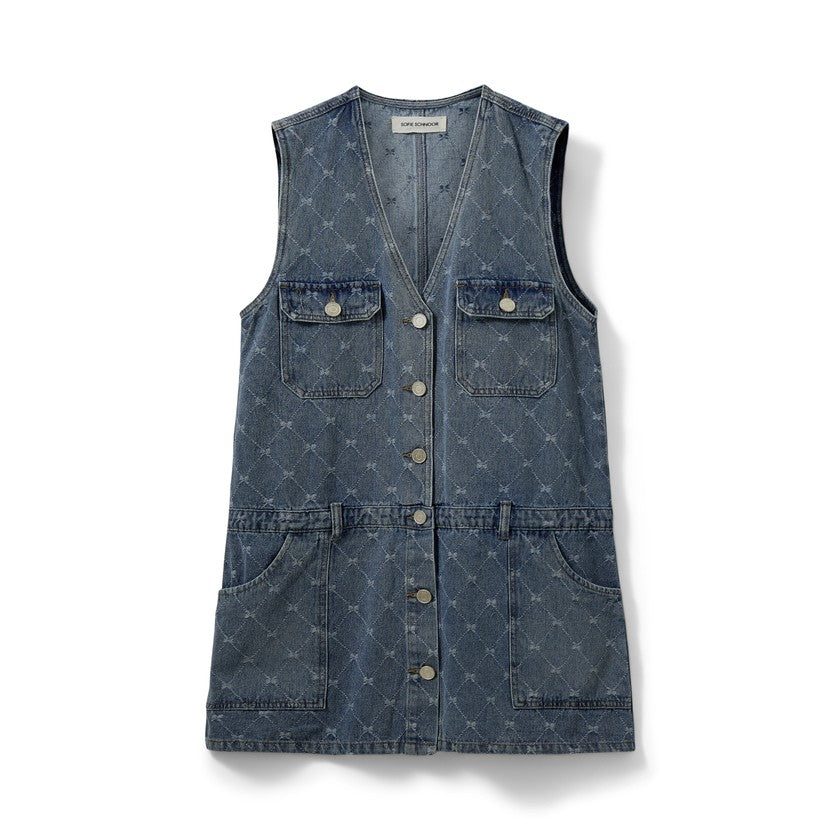 Robe Albertine sans manches en denim