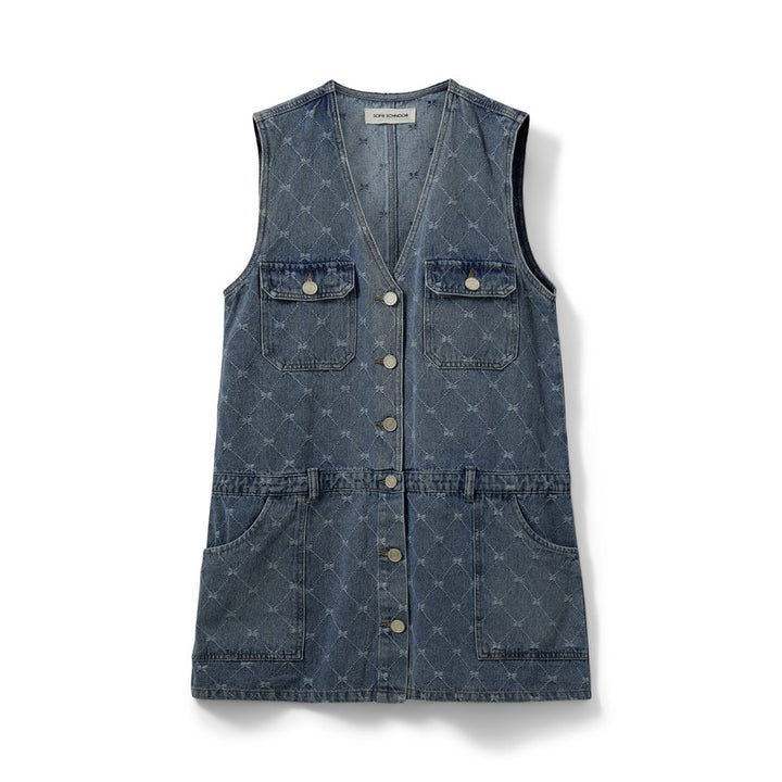 Robe Albertine sans manches en denim