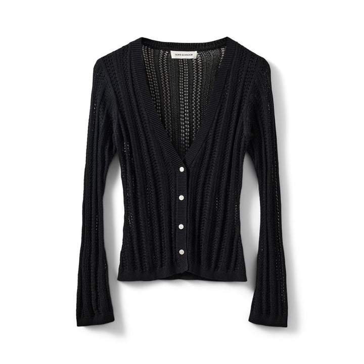 Cardigan Ayra en pointelle ajusté à col V