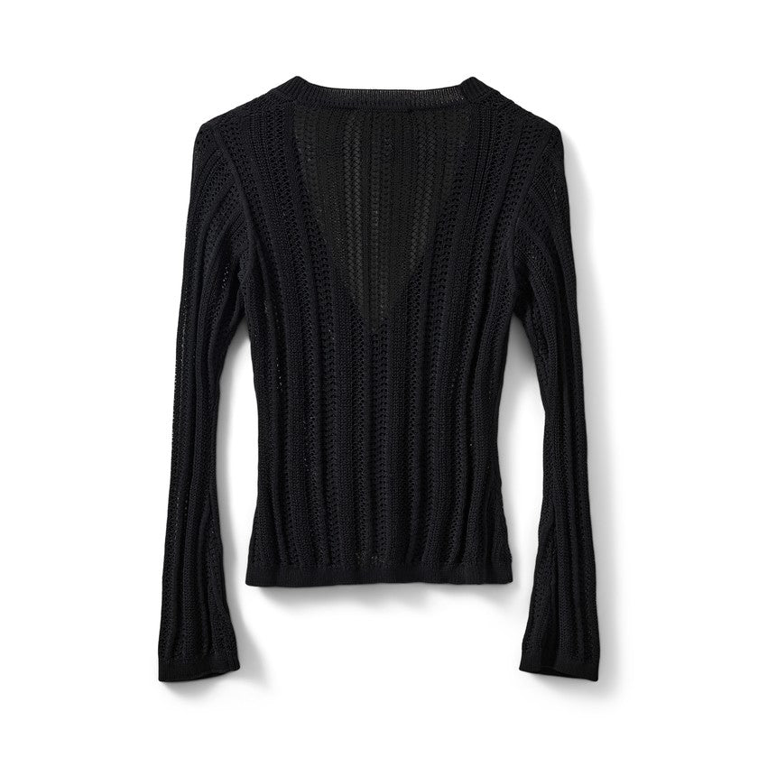 Cardigan Ayra en pointelle ajusté à col V