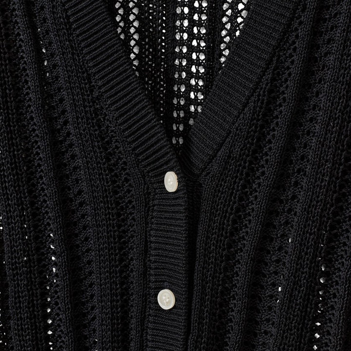 Cardigan Ayra en pointelle ajusté à col V