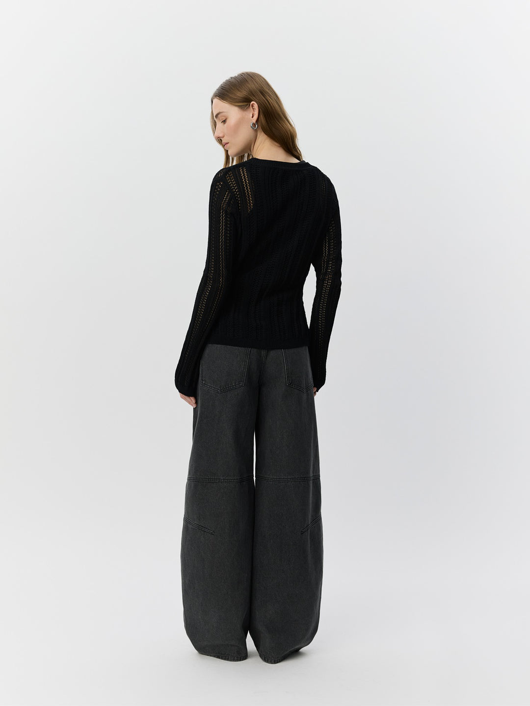 Cardigan Ayra en pointelle ajusté à col V