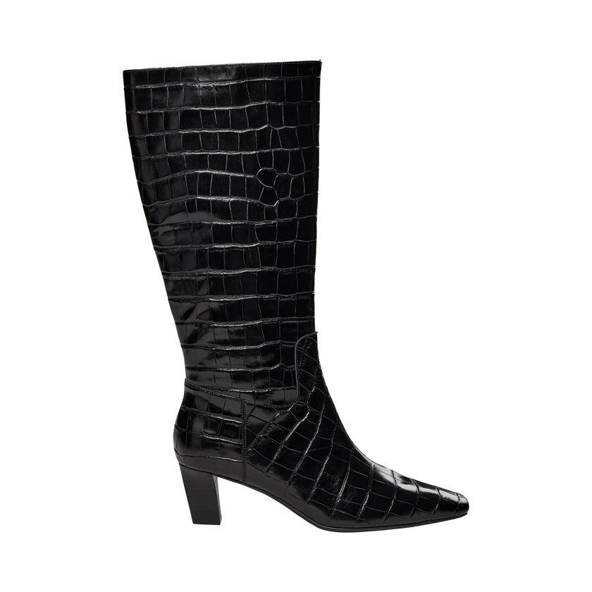 Bottes hautes à effet croco Hennie