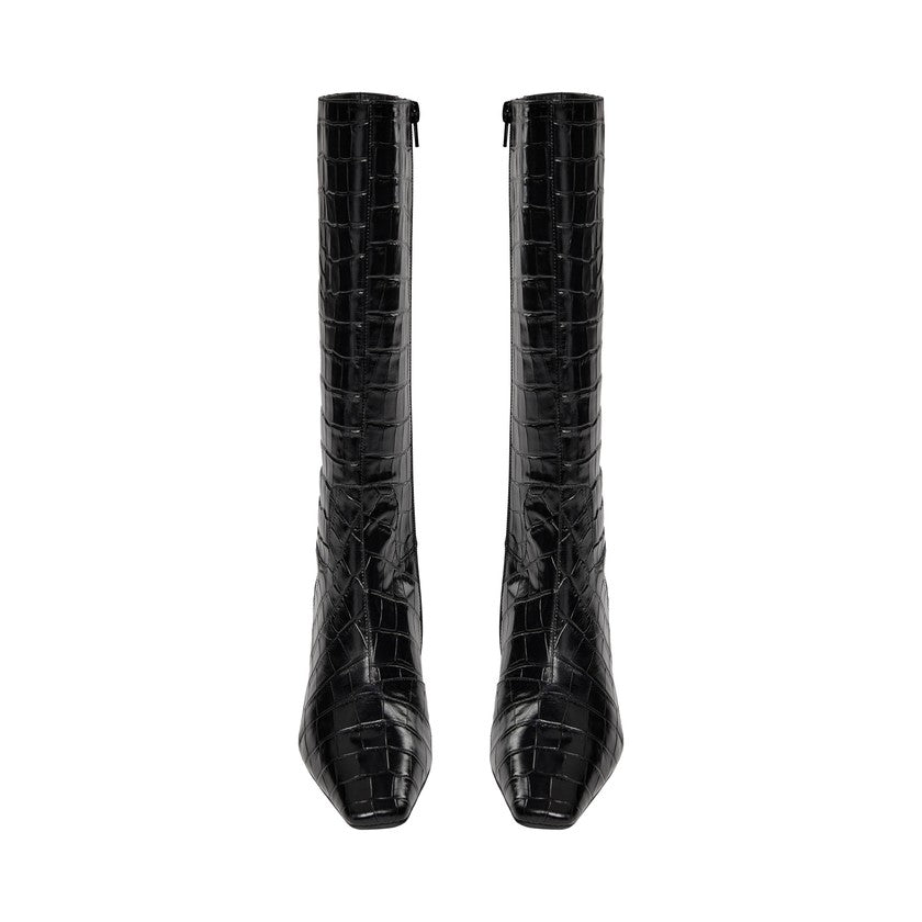 Bottes hautes à effet croco Hennie