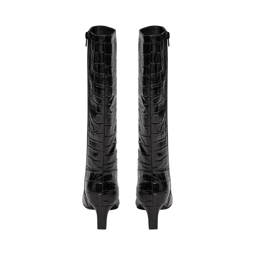 Bottes hautes à effet croco Hennie