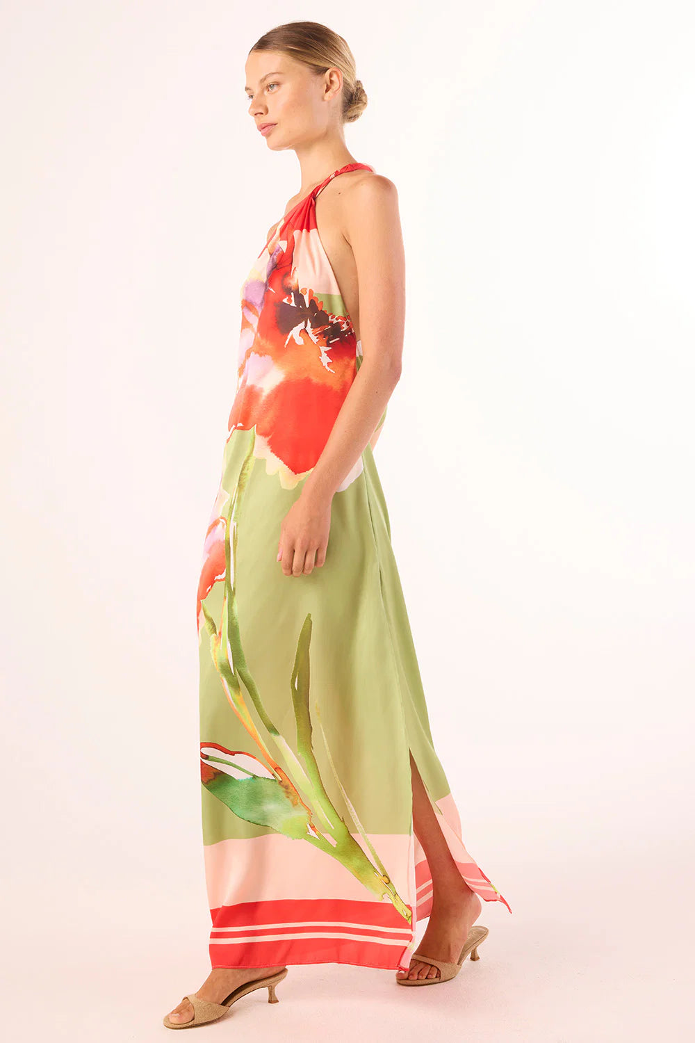 Robe longue Douia asymétrique et imprimée