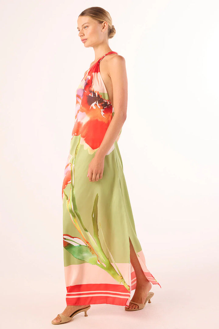 Robe longue Douia asymétrique et imprimée
