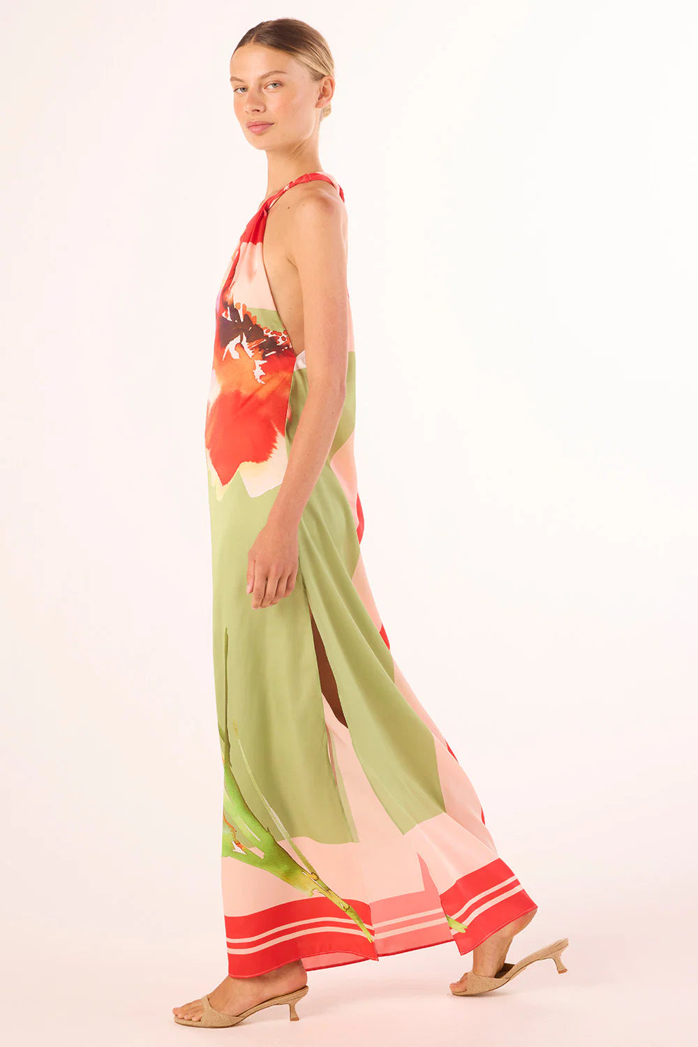 Robe longue Douia asymétrique et imprimée