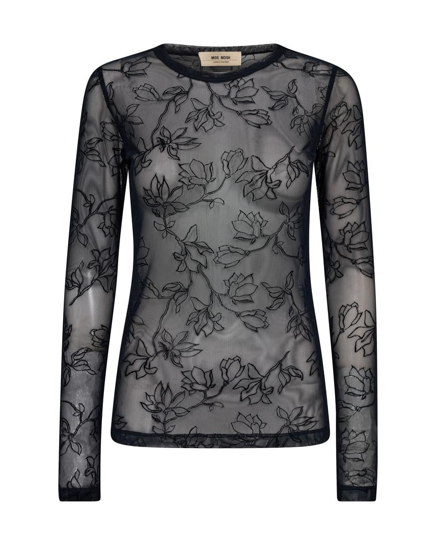 Haut filet ajusté avec motif floral Loretta Velvet