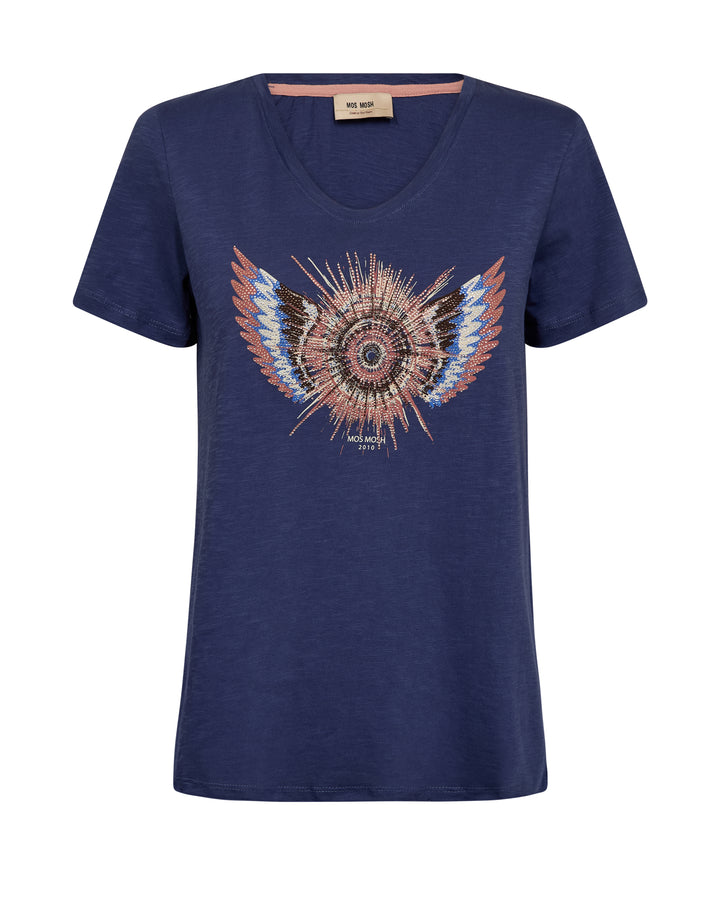 T-shirt à col V motif ailes Romi Gethi