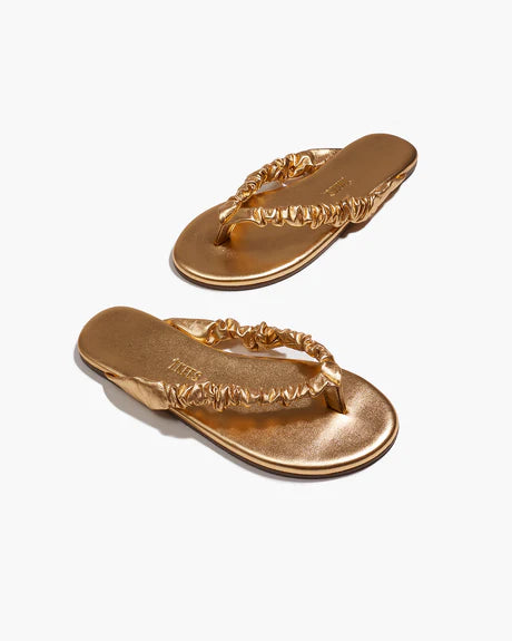 Sandales à entredoigt en cuir plissé Savannah