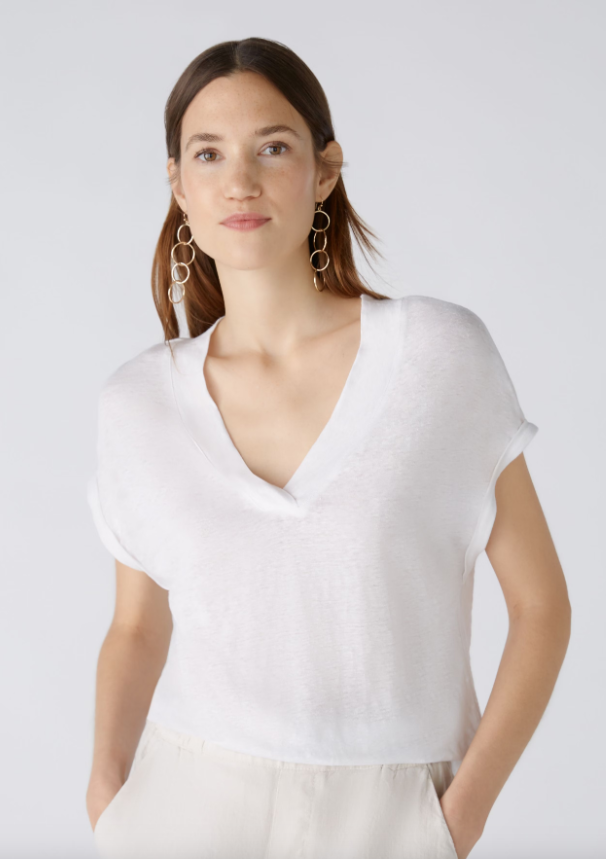 T-shirt col V en lin