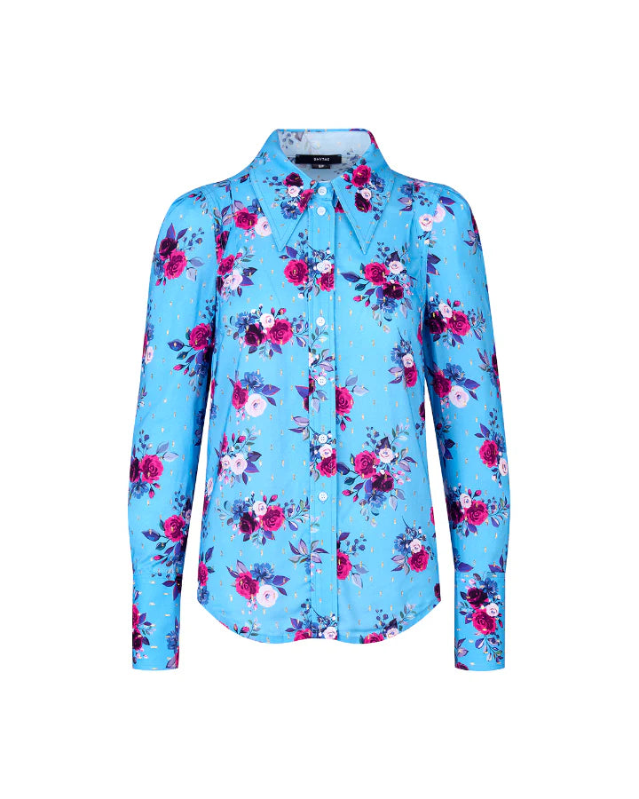 Chemisier en popeline avec motif floral - Cerulean Multi